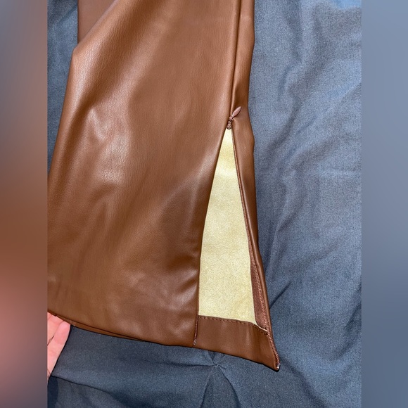 NWOT Zara Faux Leather Pants with Slit - Picture 4 of 8